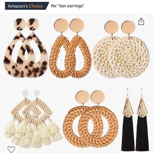 Rattan earrings, 4 sets.